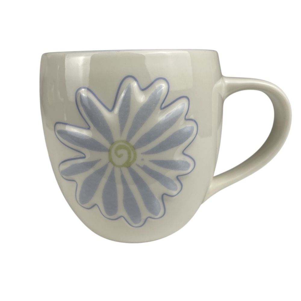 Starbucks 2006 White Lavender Daisy Flower Embossed Mug 14 oz